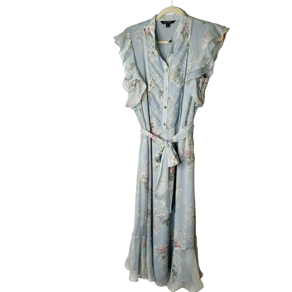 Lauren Ralph Lauren Janevra Chiffon Dress Tiered Size 6 - Picture 5 of 10